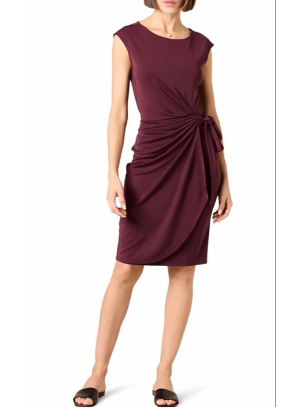 NEW Cap Sleeve Boat-Neck Faux Wrap Career Dress 6X